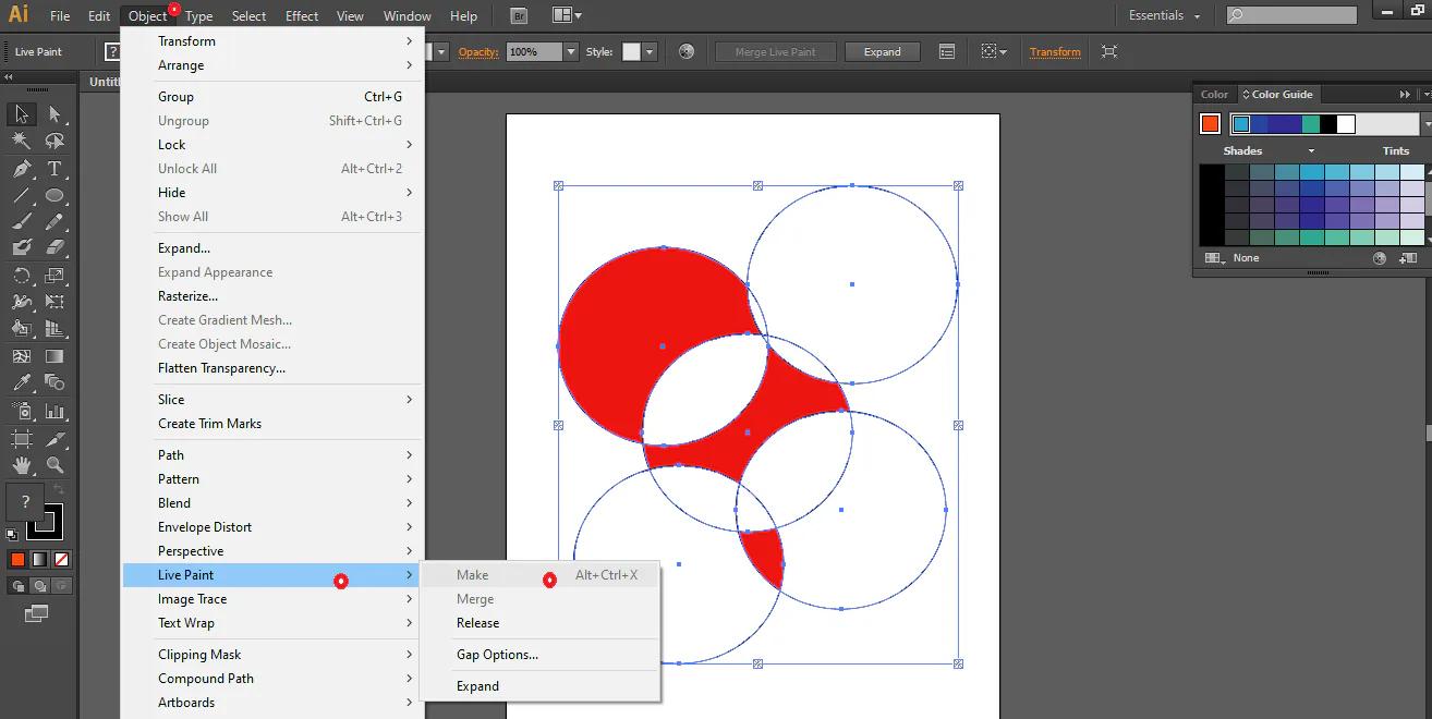 herramienta illustrator rellenado inteligente - Cómo pintar dentro de una forma en Illustrator