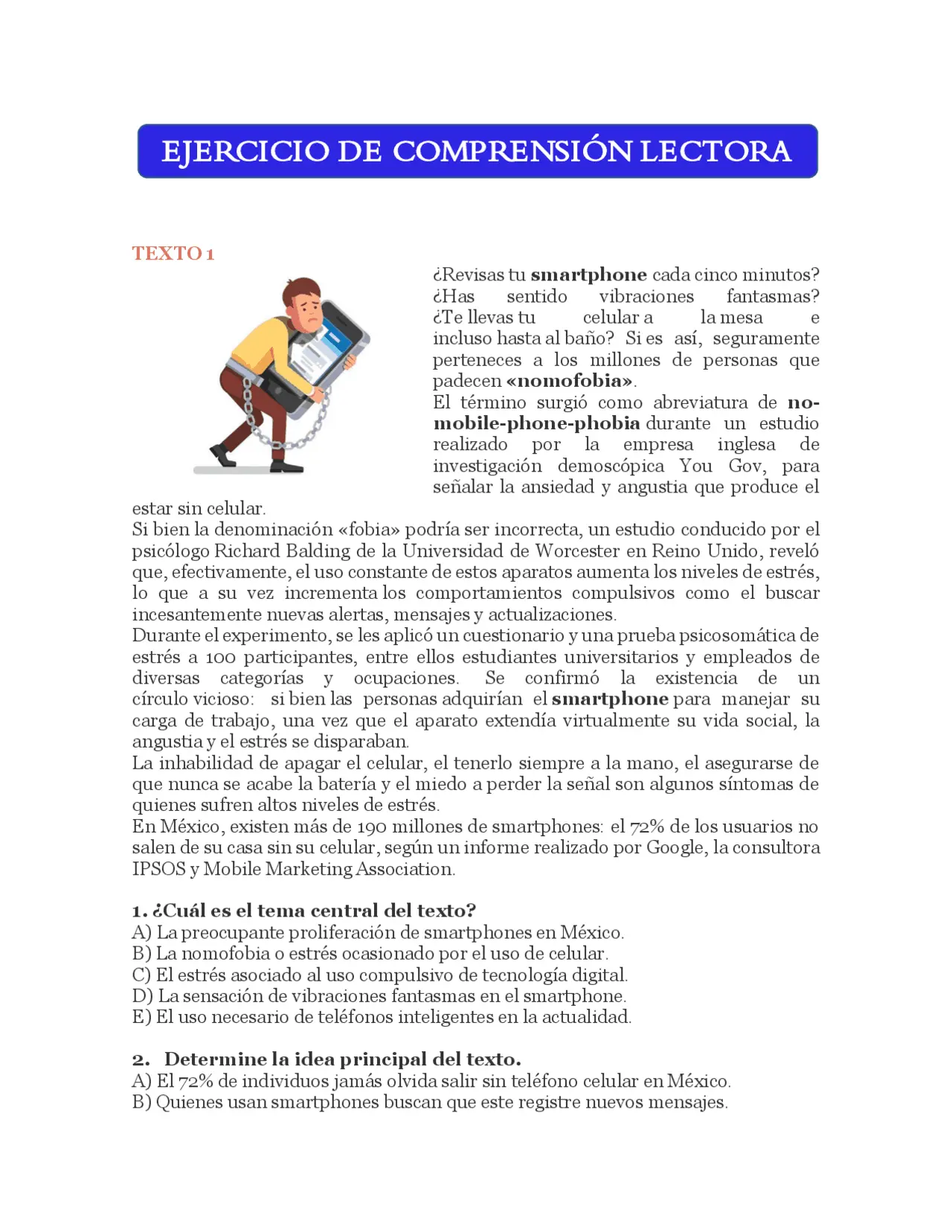 ejercicios resueltos de comprensión lectora de movil inteligente - Cómo resolver el problema de la comprensión lectora