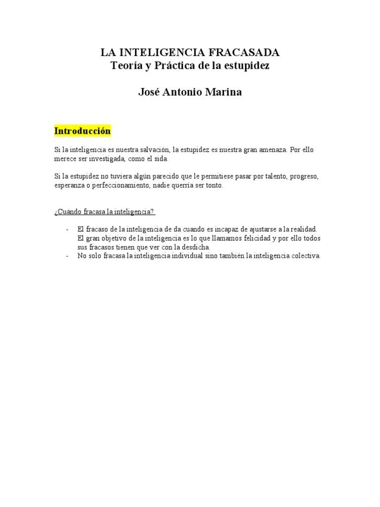 resumen la inteligencia fracasada - Cuál es la tesis de la inteligencia malograda