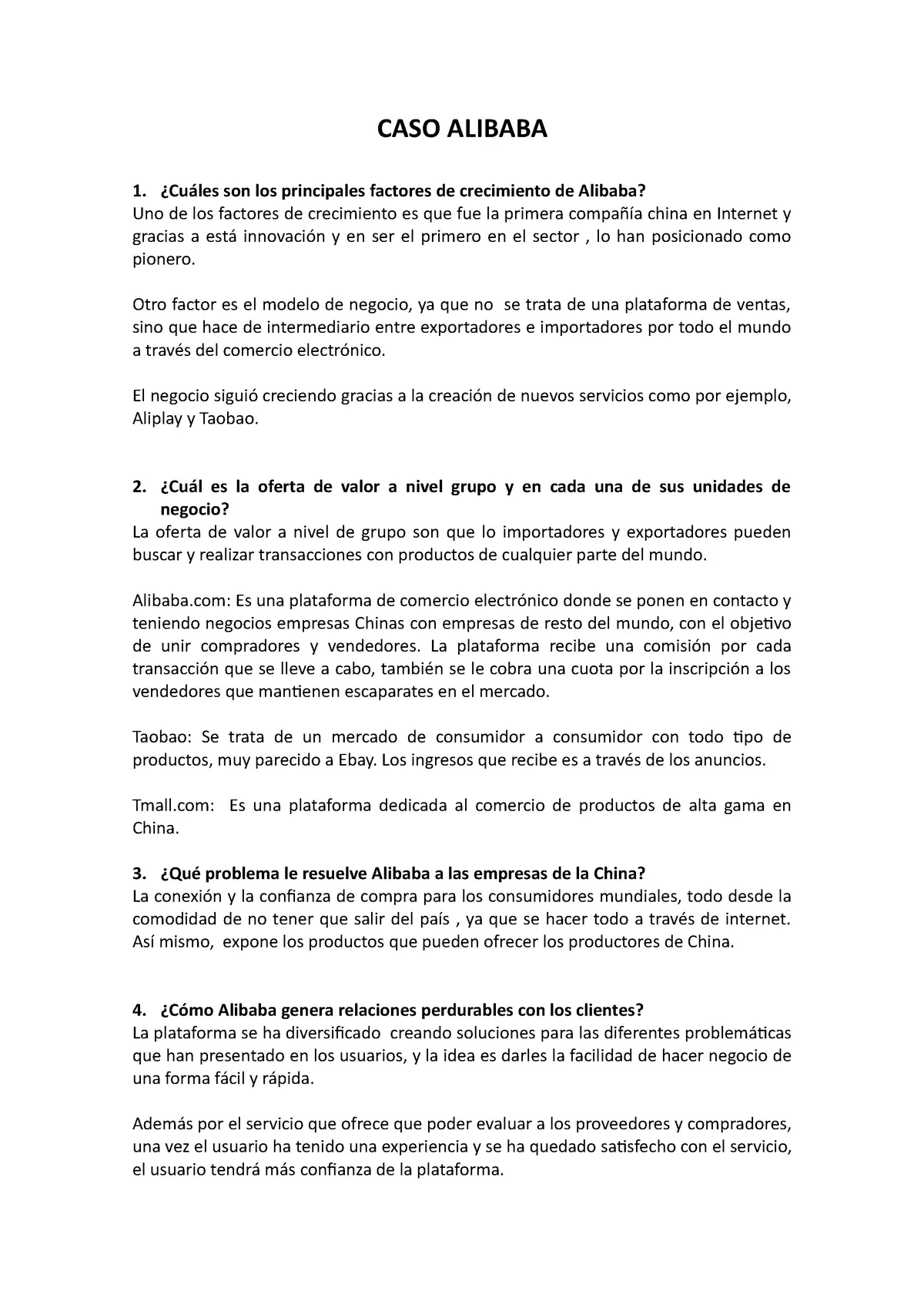 caso alibaba marketing estratégico marketing inteligente cuestionario resuelto - Cuáles han sido los principales factores de crecimiento de Alibaba