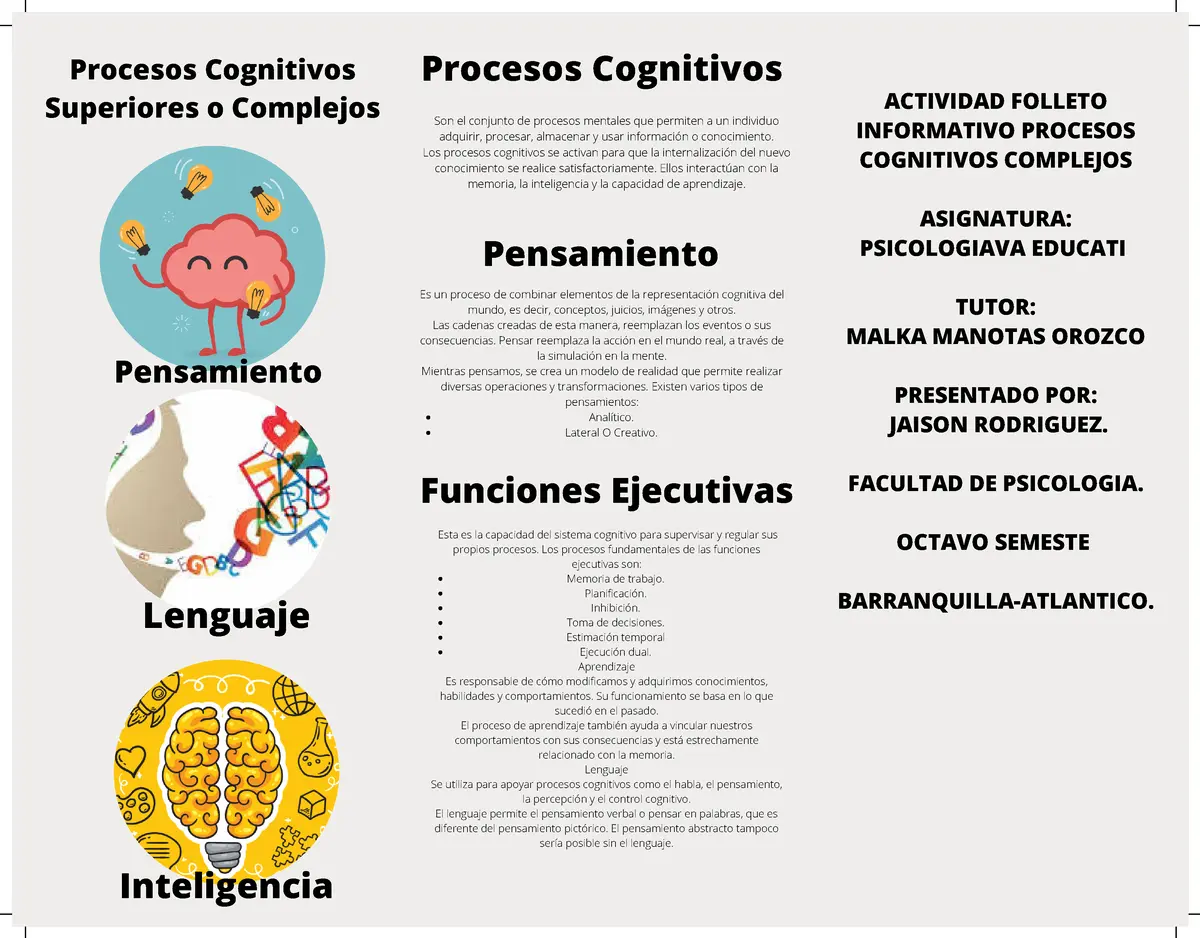 procesos psicologicos superiores inteligencia pensamiento lenguaje - Cuáles son las funciones psicológicas superiores