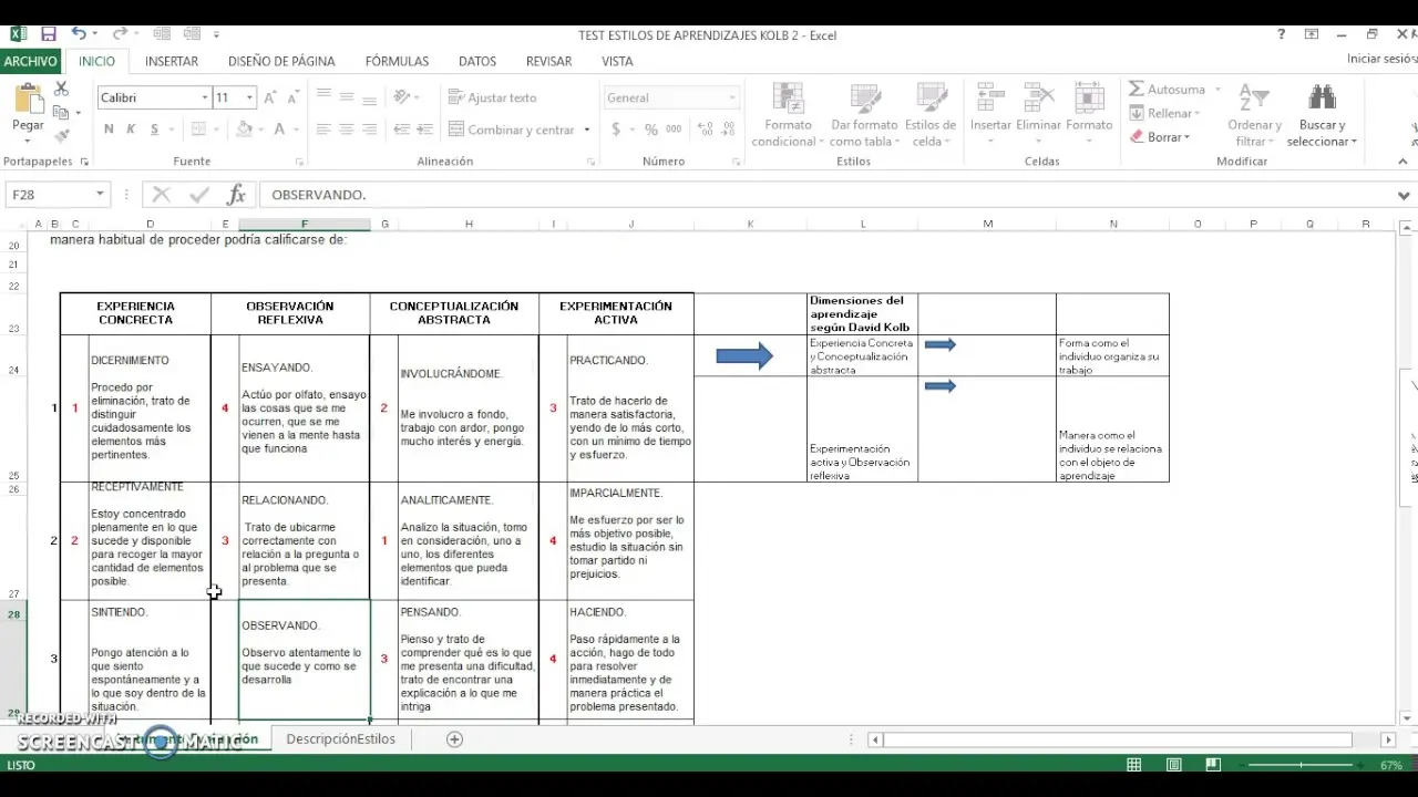 estilos de aprendizaje test excel aprendizaje inteligente - Cuáles son los 4 tipos de aprendizaje en psicología