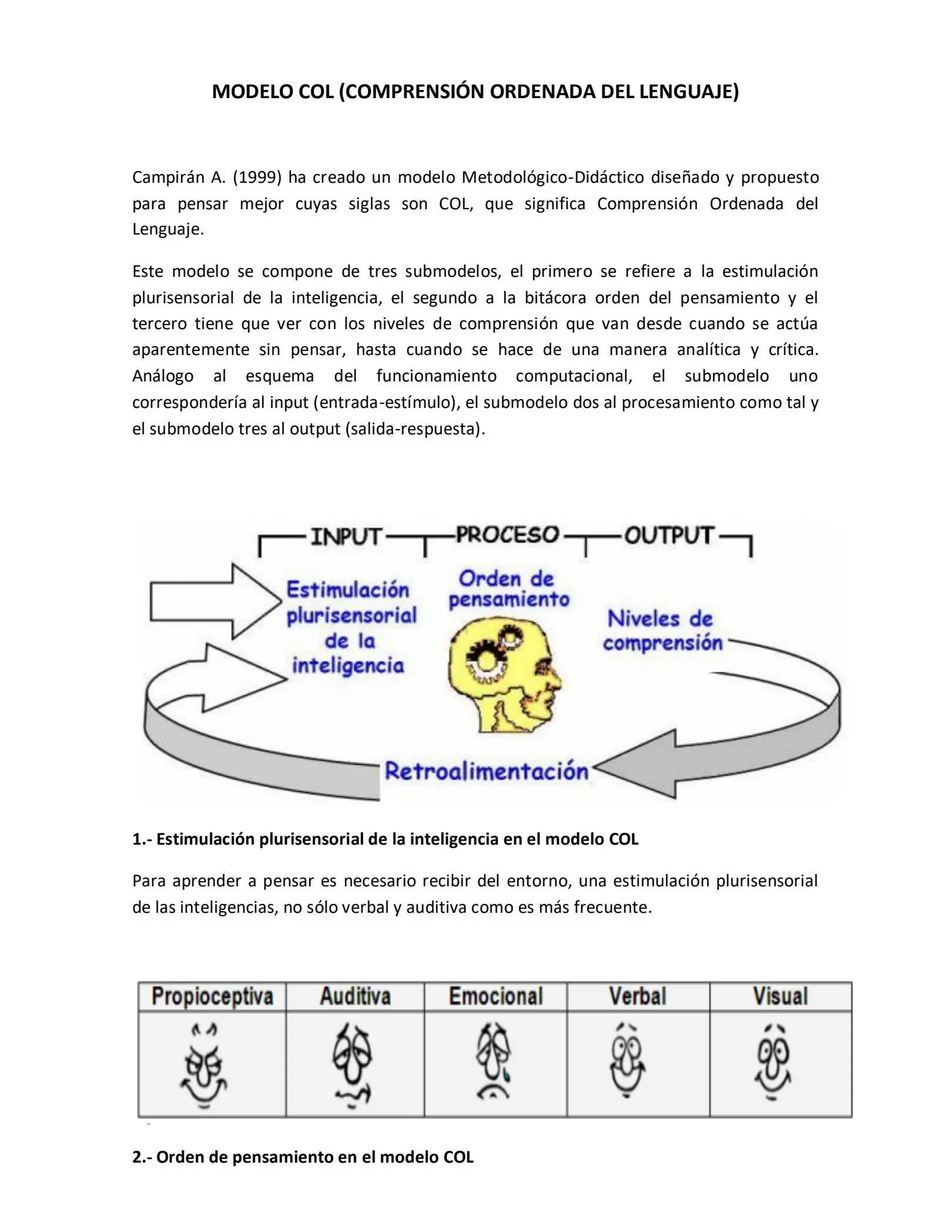 estimulacion plurisensorial de la inteligencia - Cuáles son los tres niveles de la comprensión ordenada del lenguaje