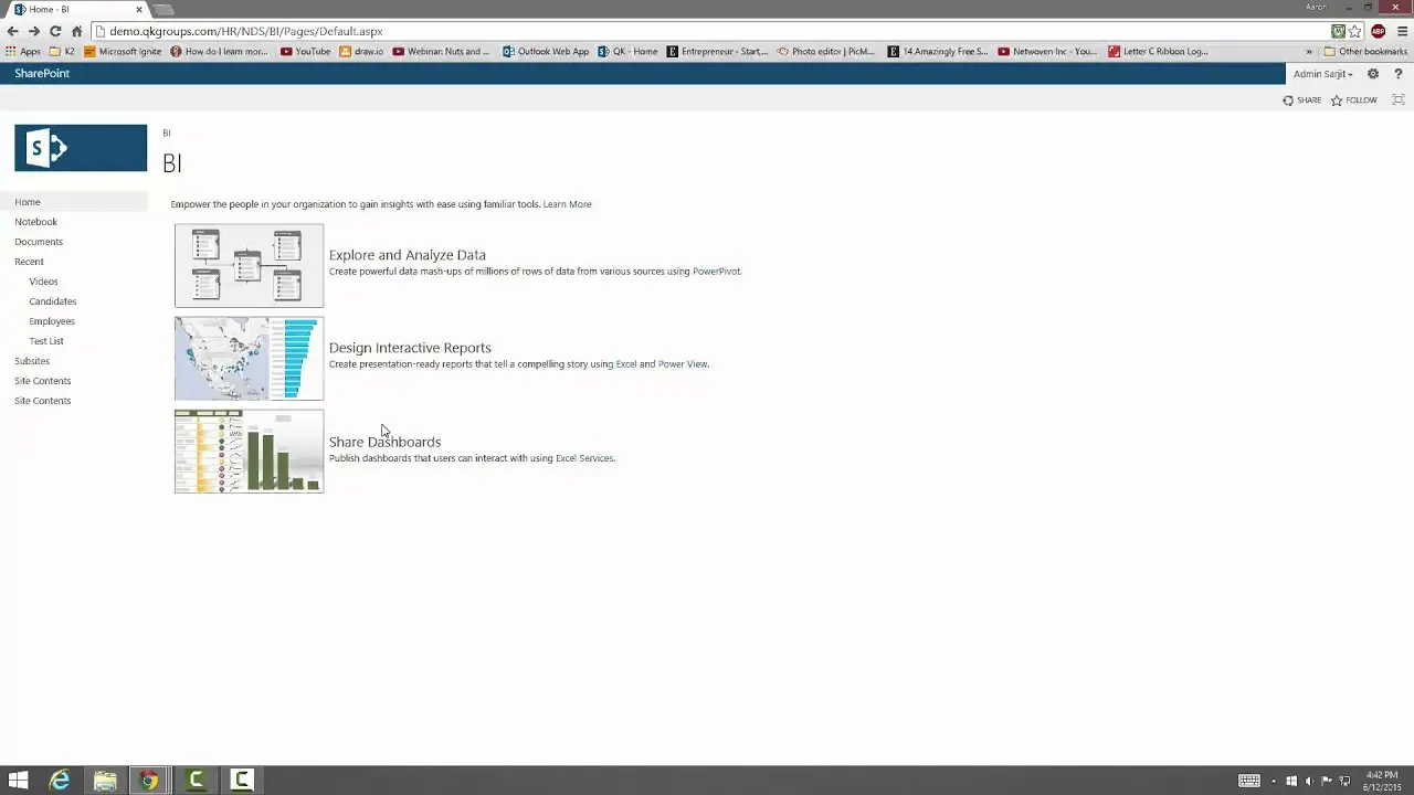 centro de inteligencia empresarial sharepoint online muestra - Qué define a los sitios de grupo de SharePoint