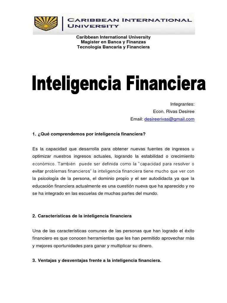 inteligencia financiera segun autores - Qué es la teoría financiera autores