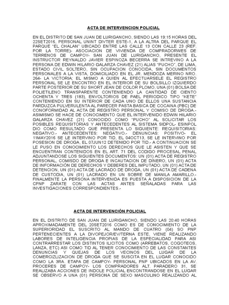 actas de intervencion policial de inteligencia - Qué es un acta de intervención policial