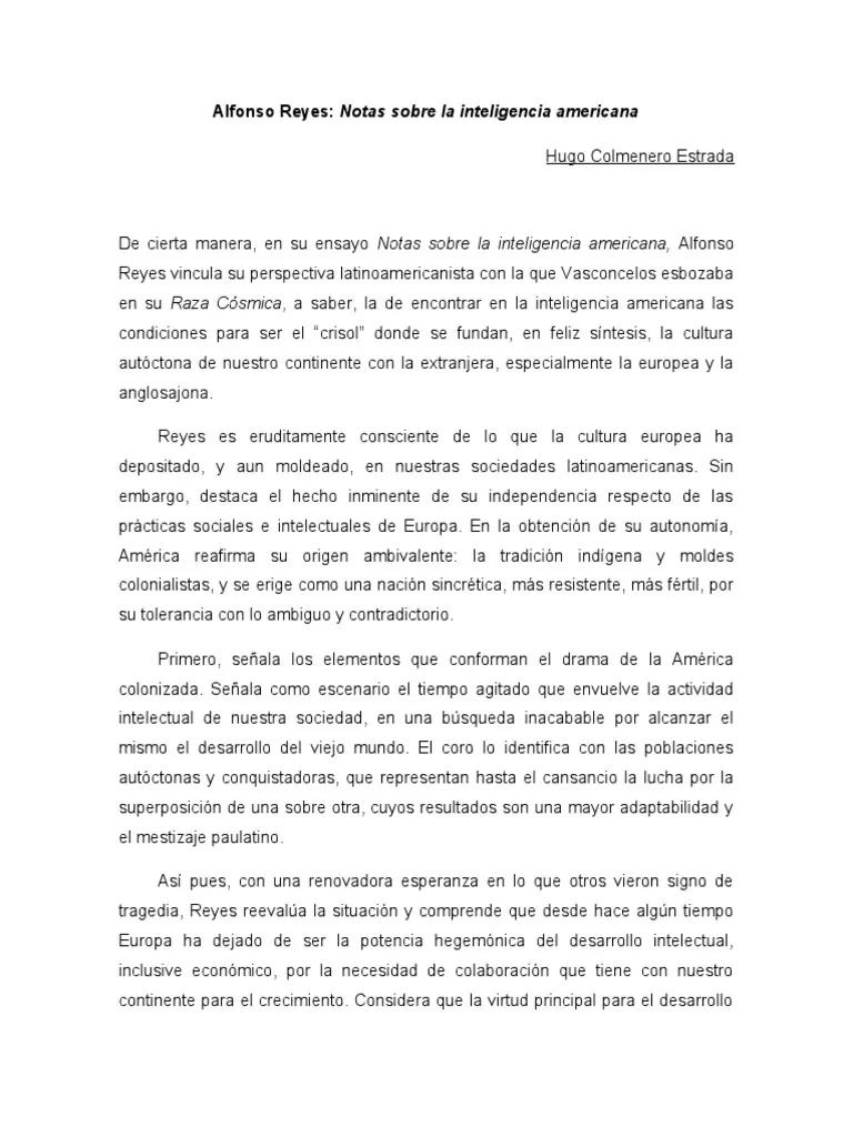 alfonso reyes ensayo sobre la inteligencia americana - Qué fue lo más importante que hizo Alfonso Reyes