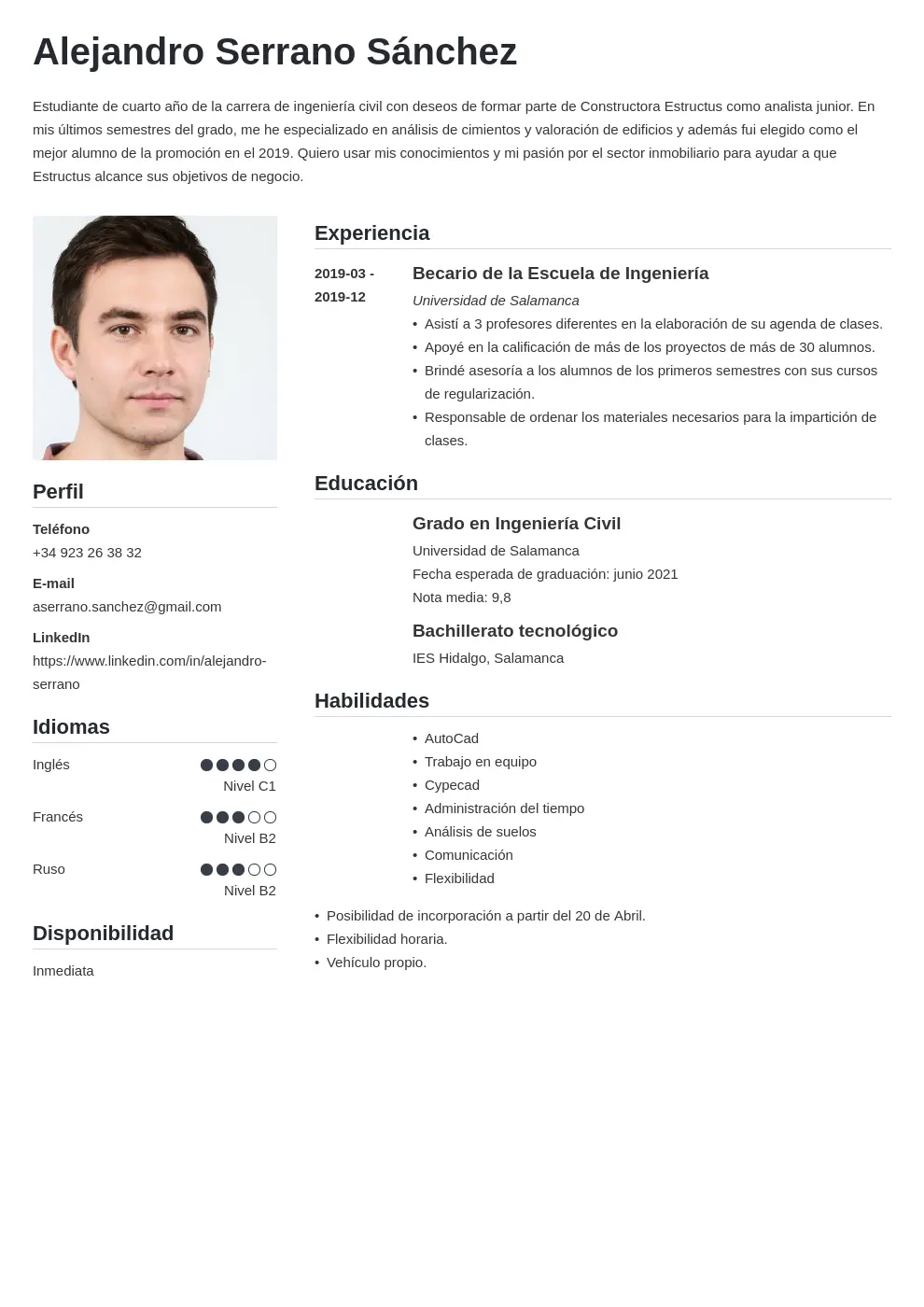 ejemplocurriculum de una estudiante inteligente - Qué puedo poner en mi currículum en habilidades
