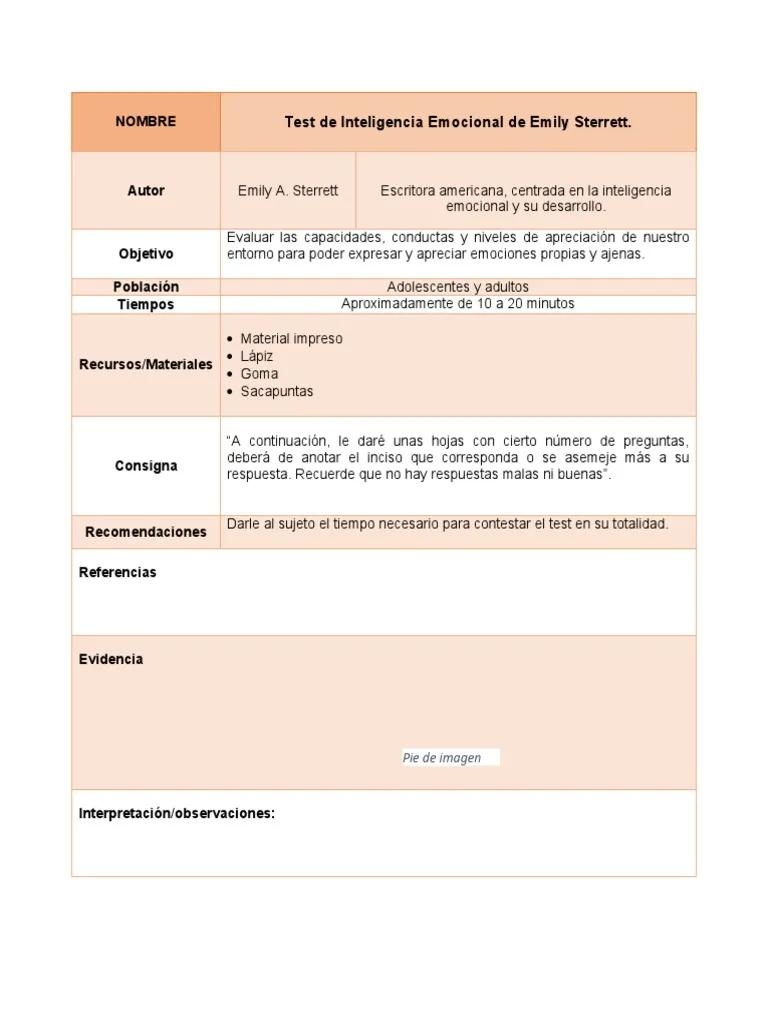 Test de Inteligencia Emocional de Emily Sterrett - Quién es Emily sterrett test de inteligencia emocional de emily sterrett - Quién es Emily sterrett